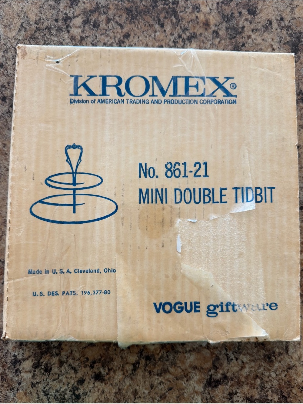 Vintage KROMEX Mini Double Tidbit Serving Stand  NIB